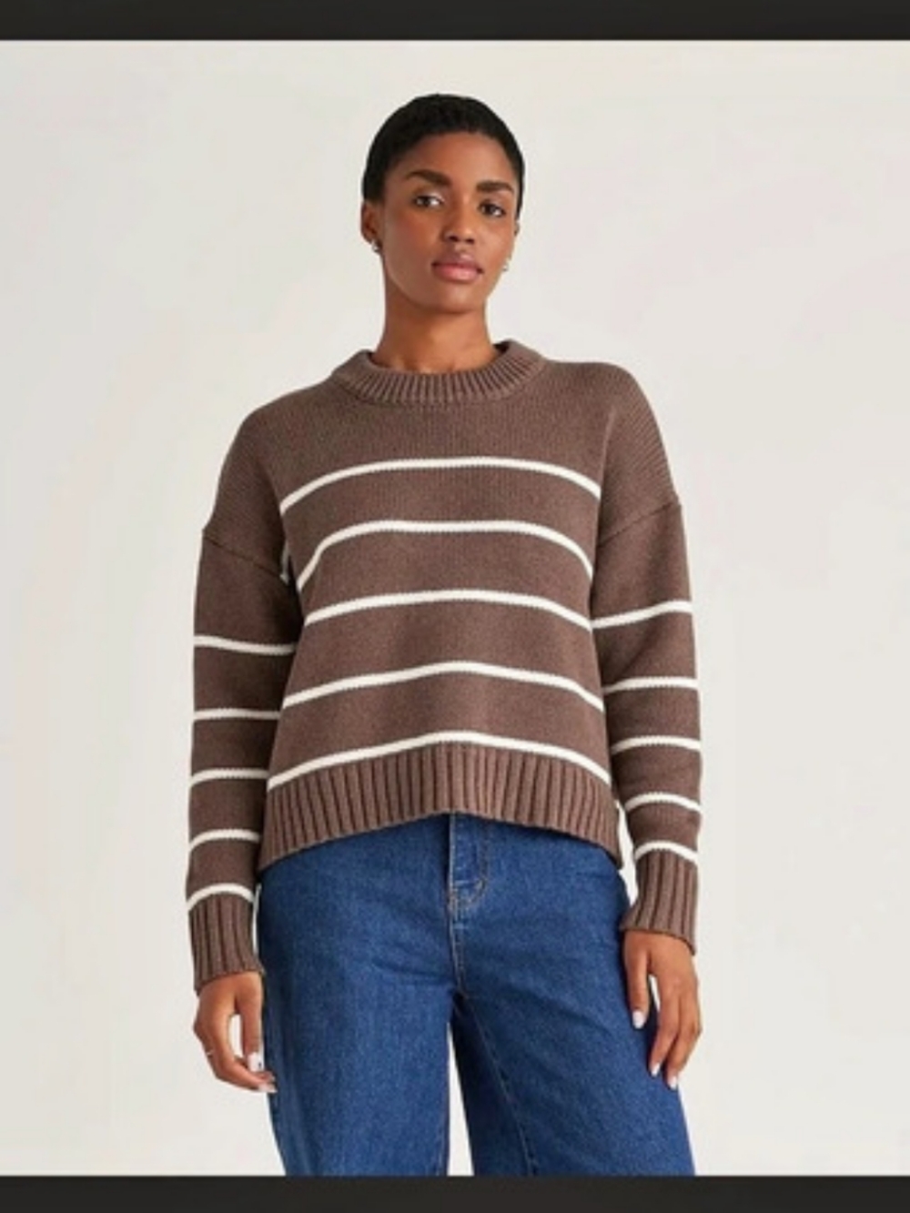 Quince Quince Organic Cotton Striped Crew Sweater NWT